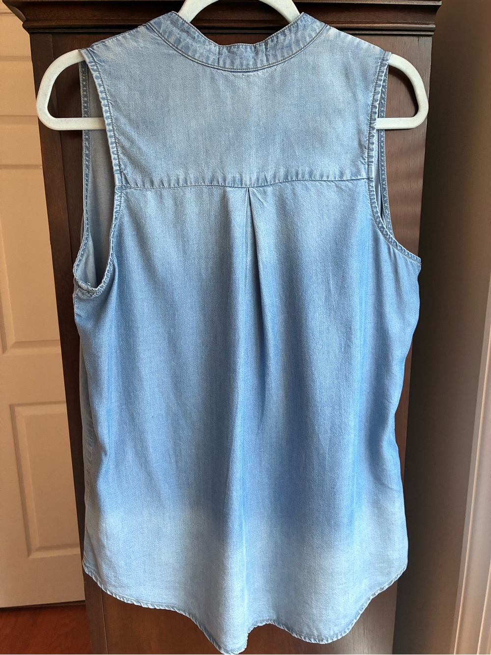 Cloth & Stone Sleeveless Tencel Chambray Button Front Blouse | Medium - Picture 5 of 6